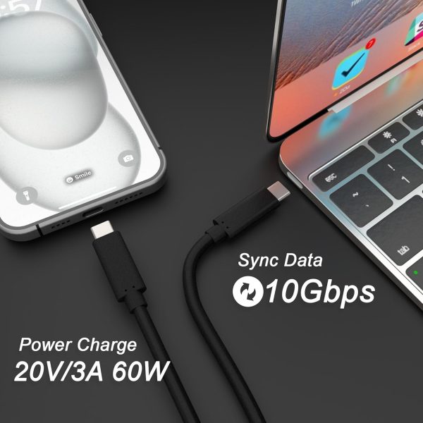 CableCreation USB C to USB C, Braided USB A to Type C Cable, Fast Charging & Data Transfer, Extra Long Nylon Braided USB Type C Cable - Image 4