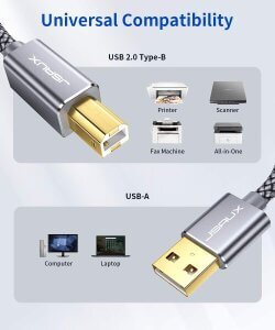 Braided USB 2.0 Printer Cable